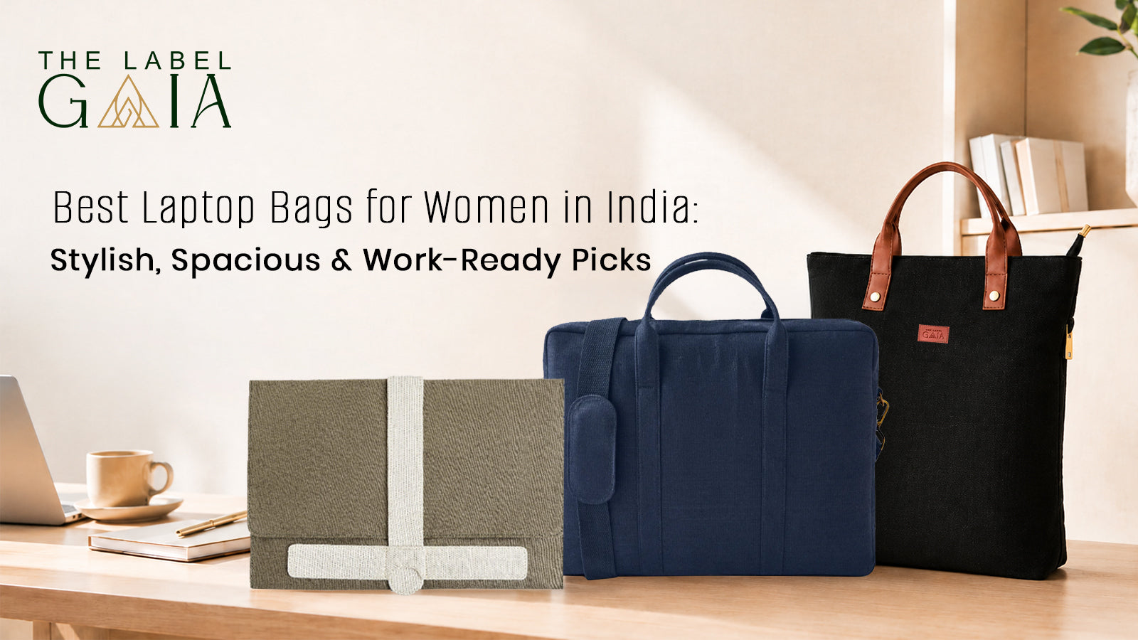 Hemp laptop bag for women carried to the office