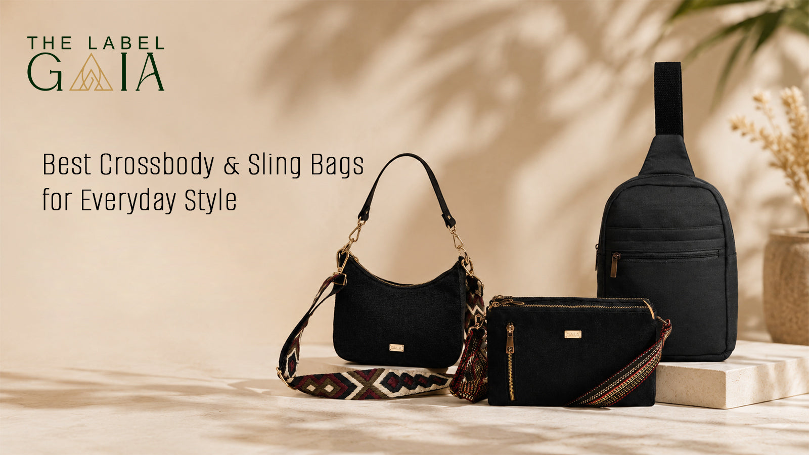 Hemp crossbody sling bag worn across the body for everyday carry