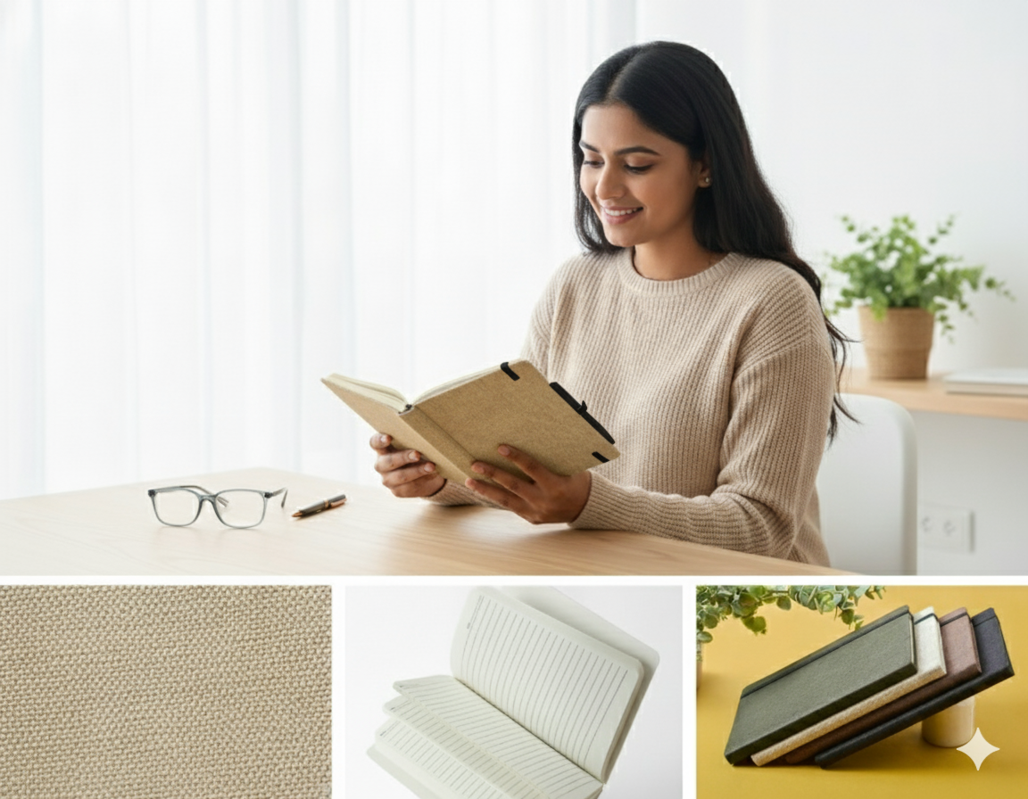 Hemp A5 Notebook Diary with Elastic Lock and Pen  Loop