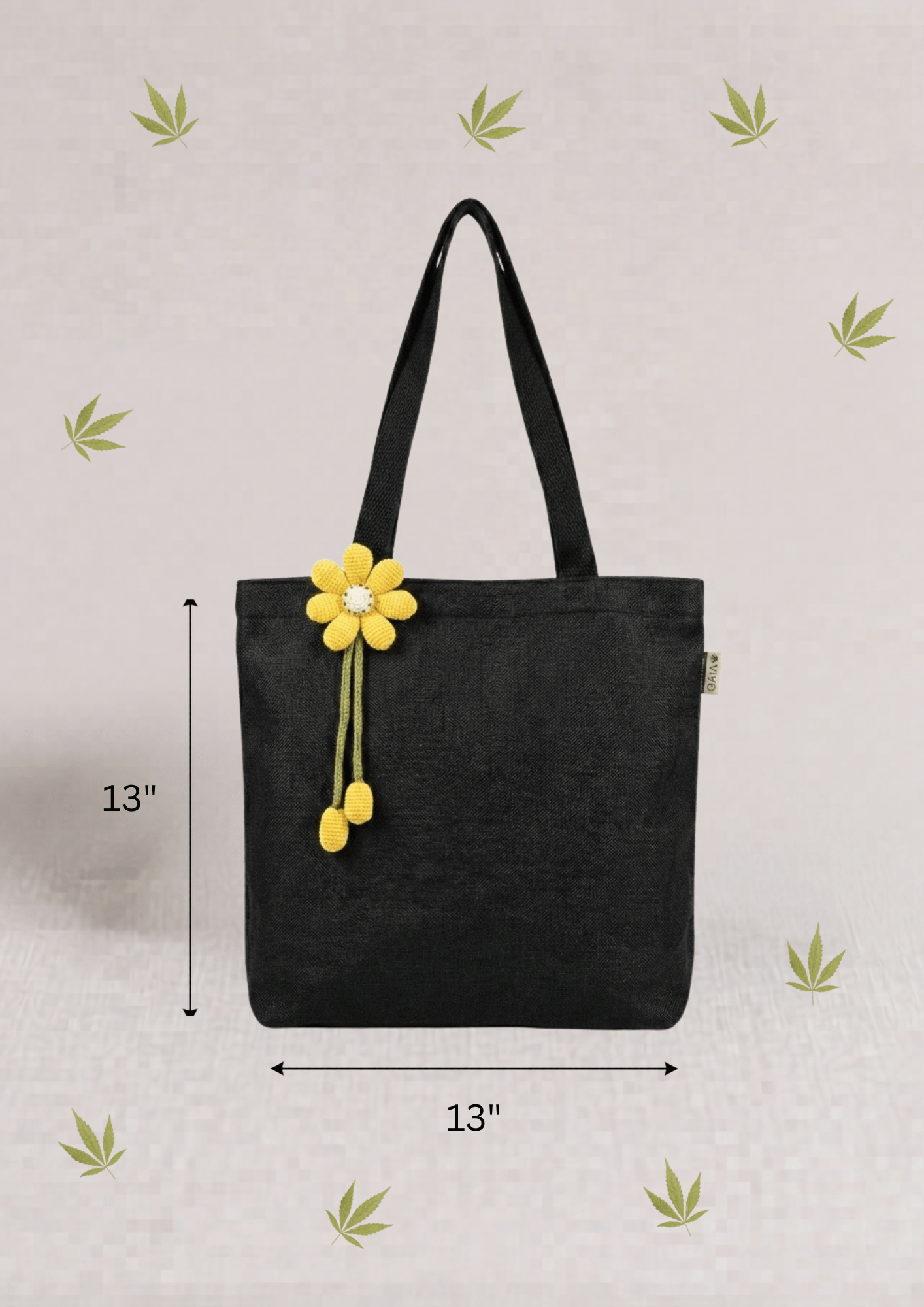 Hemp Essential Tote Bag with Yellow Flower Charm