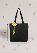 Hemp Essential Tote Bag with Yellow Flower Charm