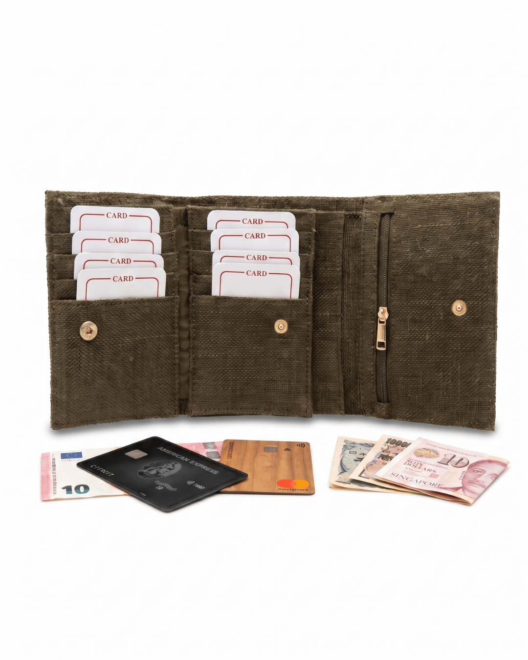 Hemp Plain 3 Fold Unisex Wallet