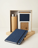 Sustainable Signature Gift Set 1 : Hemp Elastic Lock and Pen Loop Diary, Hemp Horizontal Card Holder, Hemp Coaster, Bamboo Bottle& Bamboo Pen