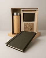 Sustainable Signature Gift Set 1 : Hemp Elastic Lock and Pen Loop Diary, Hemp Horizontal Card Holder, Hemp Coaster, Bamboo Bottle& Bamboo Pen