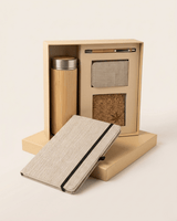 Sustainable Signature Gift Set: Hemp Elastic Lock and Pen Loop Diary, Hemp Vertical Card Holder, Hemp Coaster, Bamboo Bottle &amp; Bamboo Pen