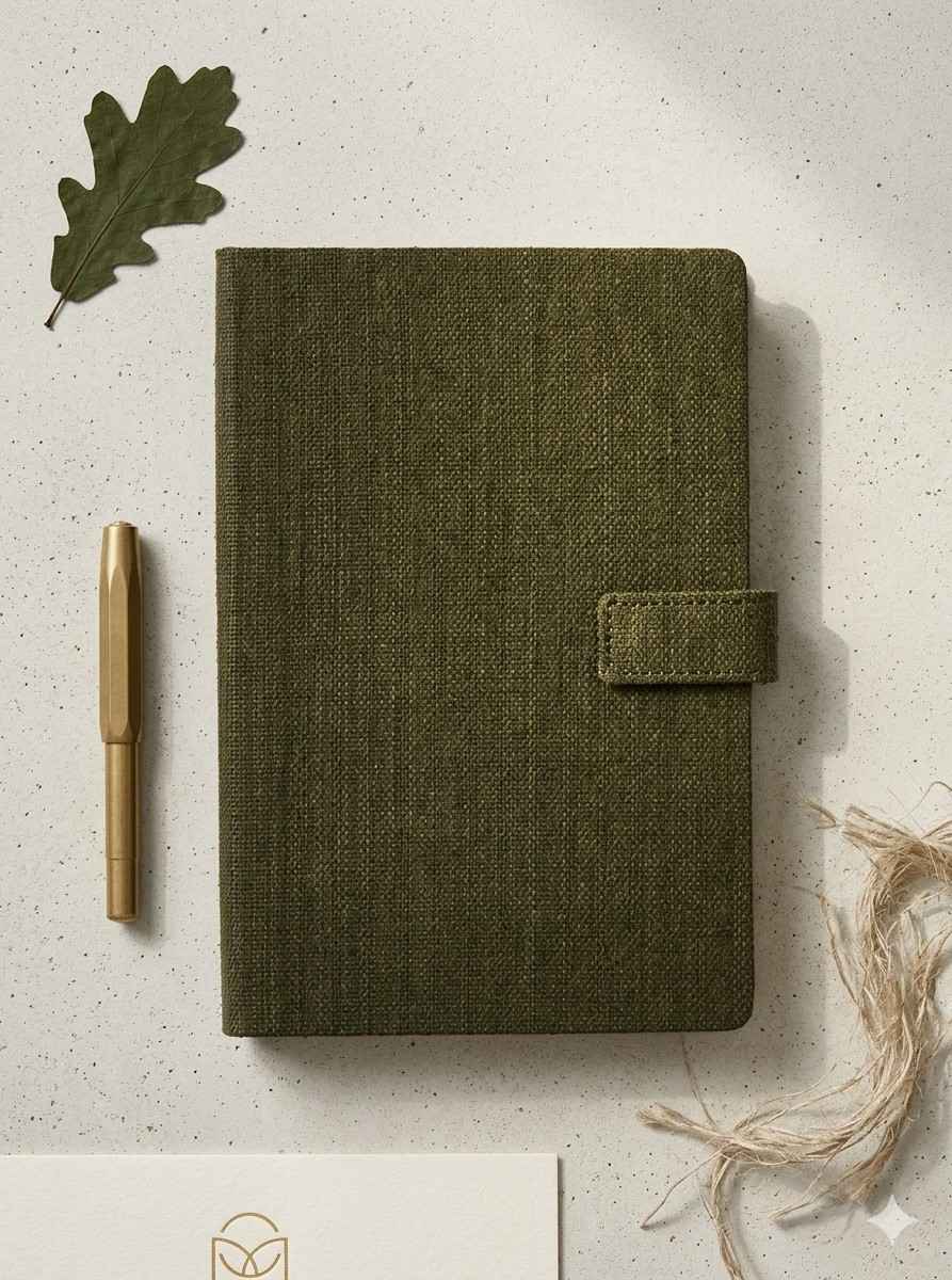 Hemp A5 Notebook Diary with Button Flap Closure