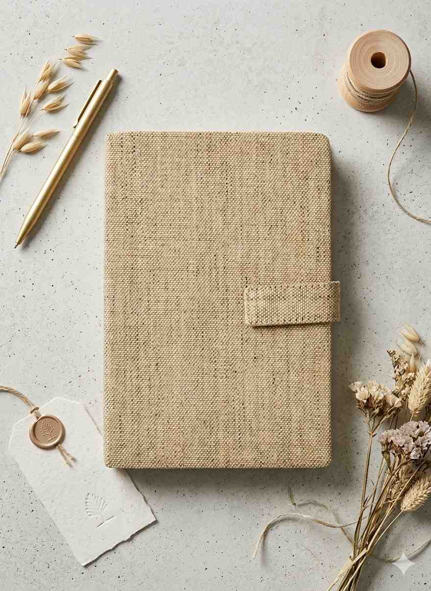 Hemp A5 Notebook Diary with Button Flap Closure