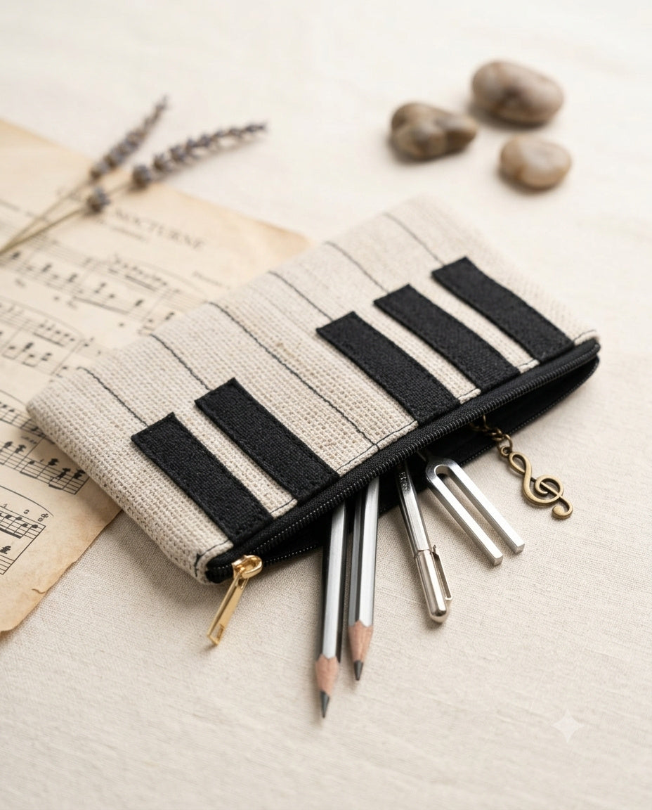 Hemp Piano Key Zippered Pouch