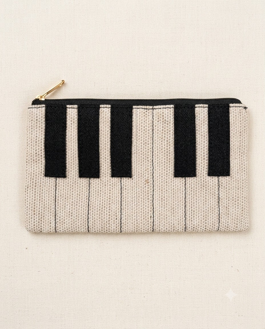 Hemp Piano Key Zippered Pouch