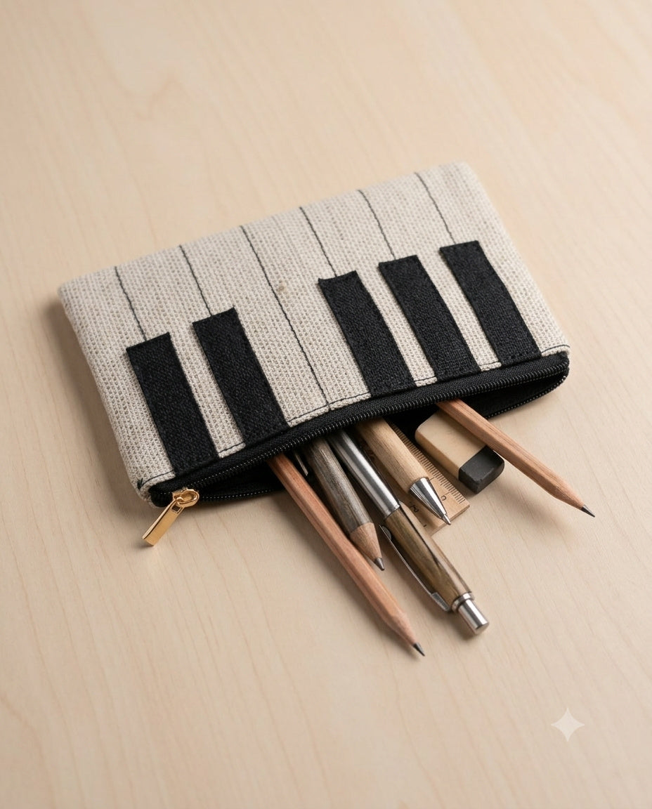 Hemp Piano Key Zippered Pouch