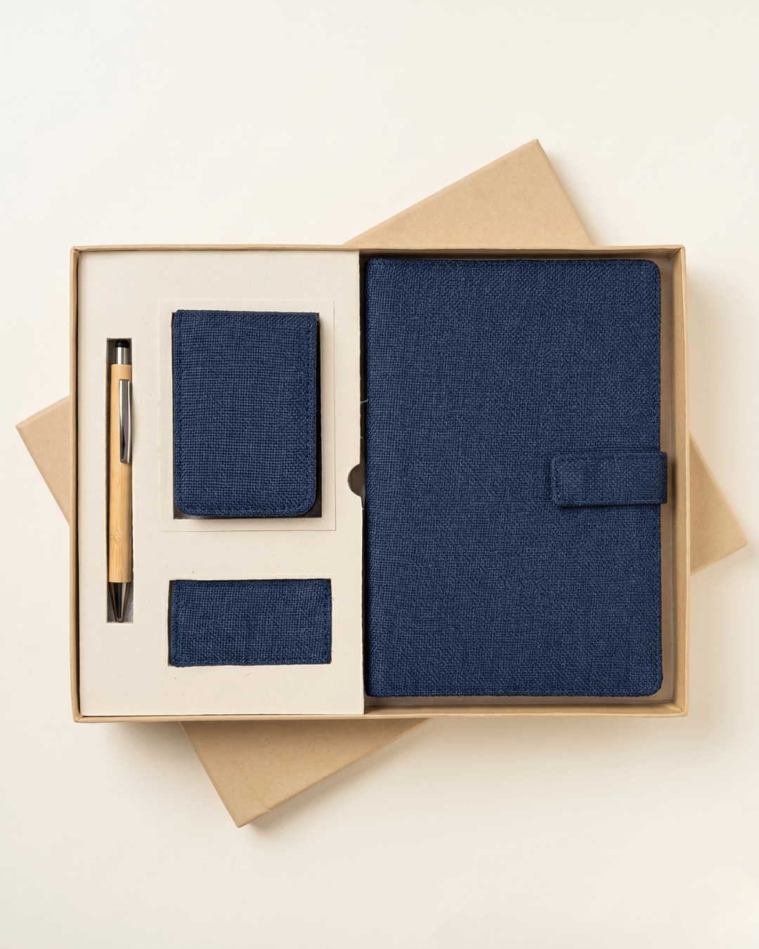 The Executive Hamper : Hemp Diary with Button Flap Closure, Vertical Card Holder, Money clip & Pen