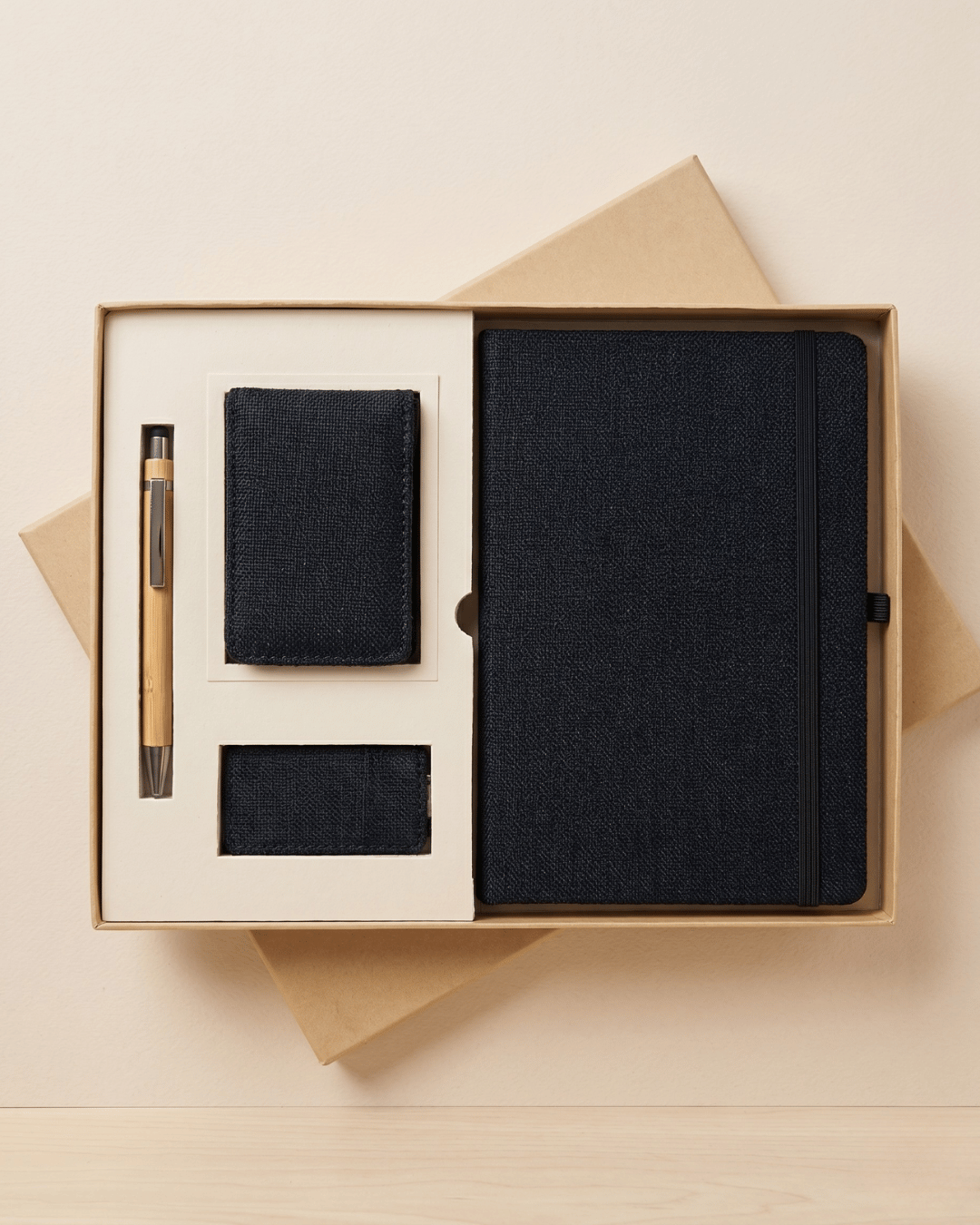 The Executive Gift Set : Diary with Elastic loop, Vertical Card Holder, Money clip & Pen