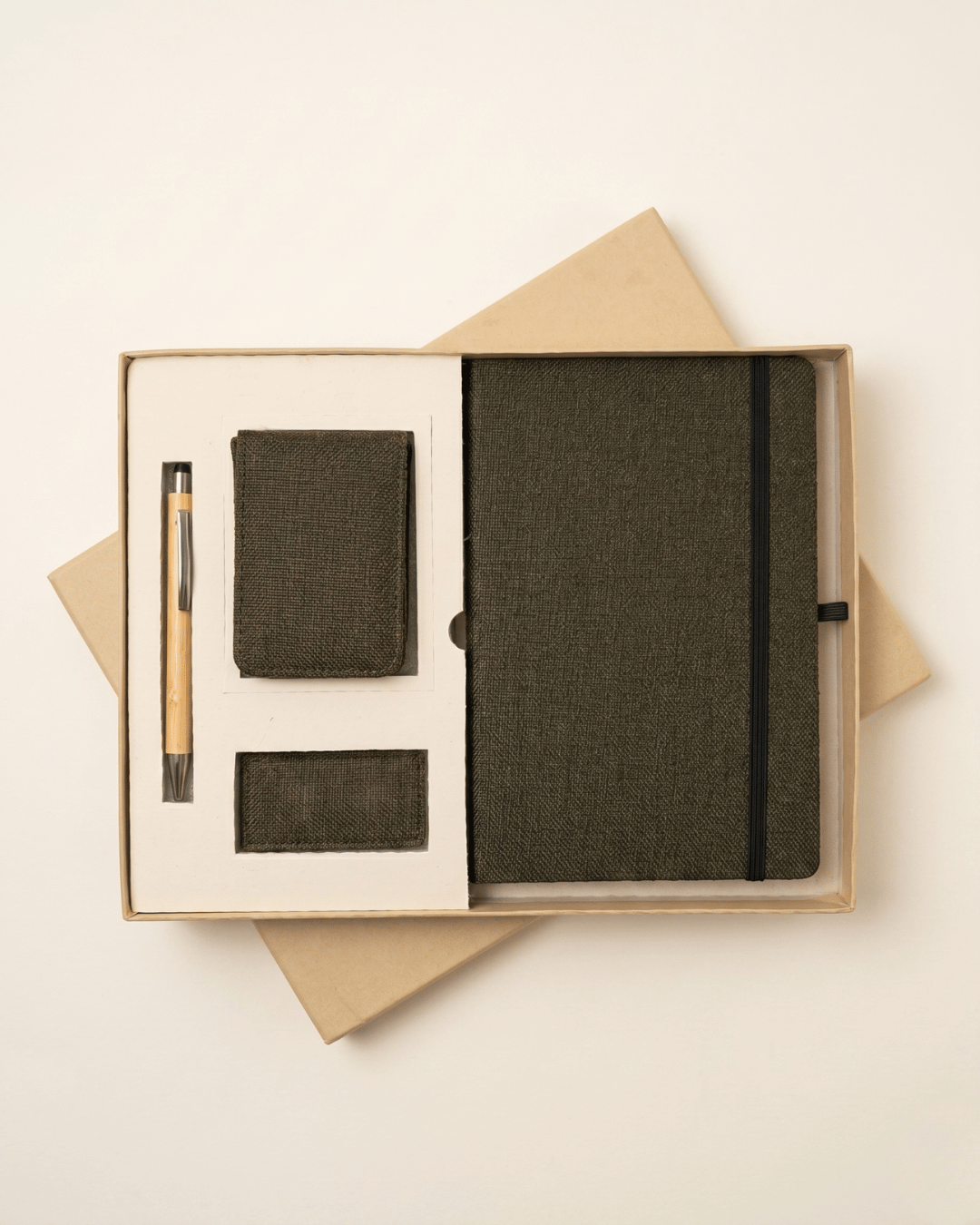 The Executive Gift Set : Diary with Elastic loop, Vertical Card Holder, Money clip & Pen