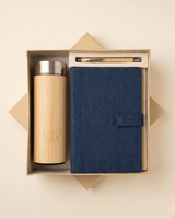 Premium Hamper:Hemp Diary With Button Flap Closure, Pen & Bottle