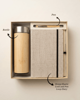 Premium Gift Set:Hemp Elastic loop Diary, Pen & Bottle