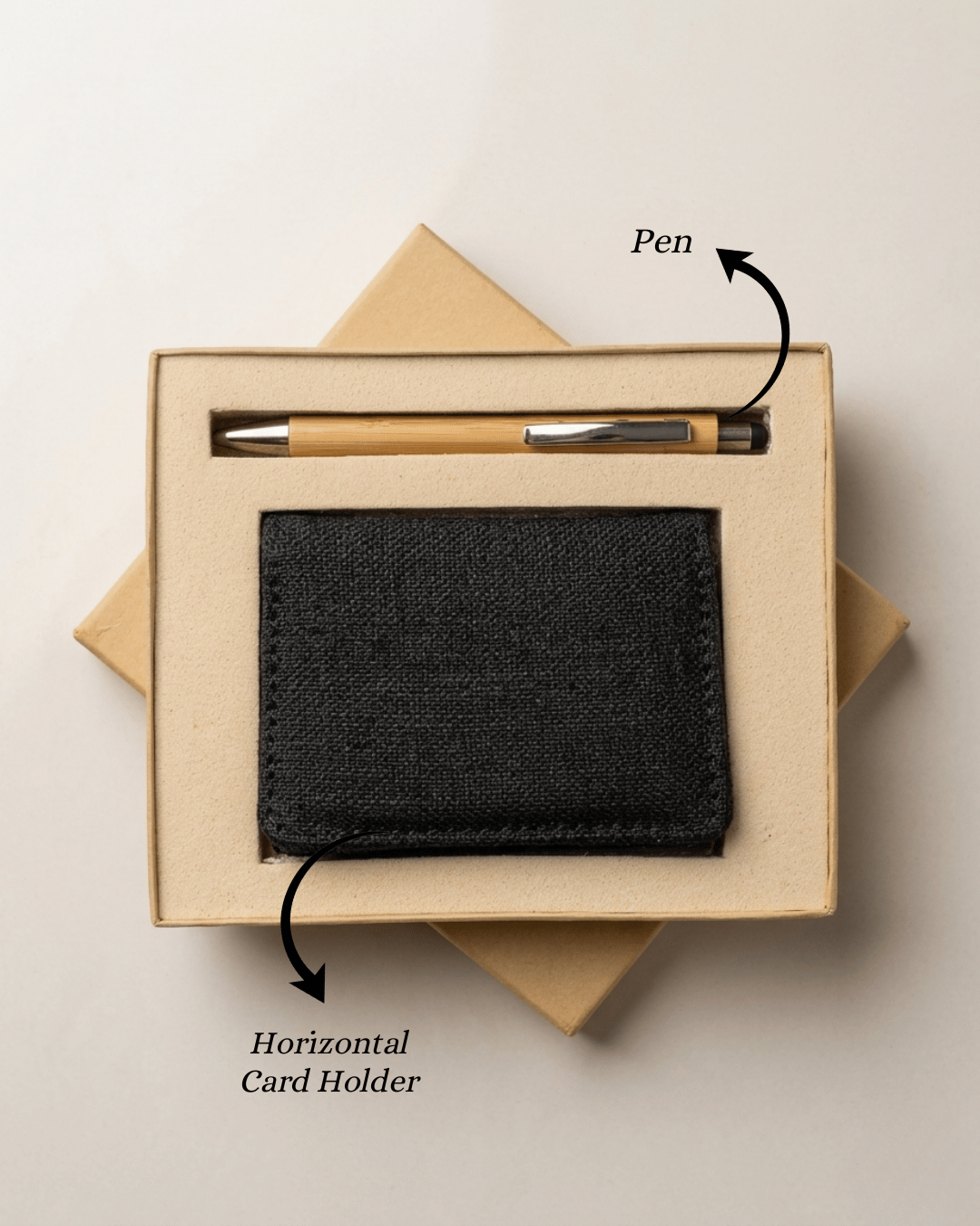 Sustainable Hemp Horizontal Card Holder & Pen Set