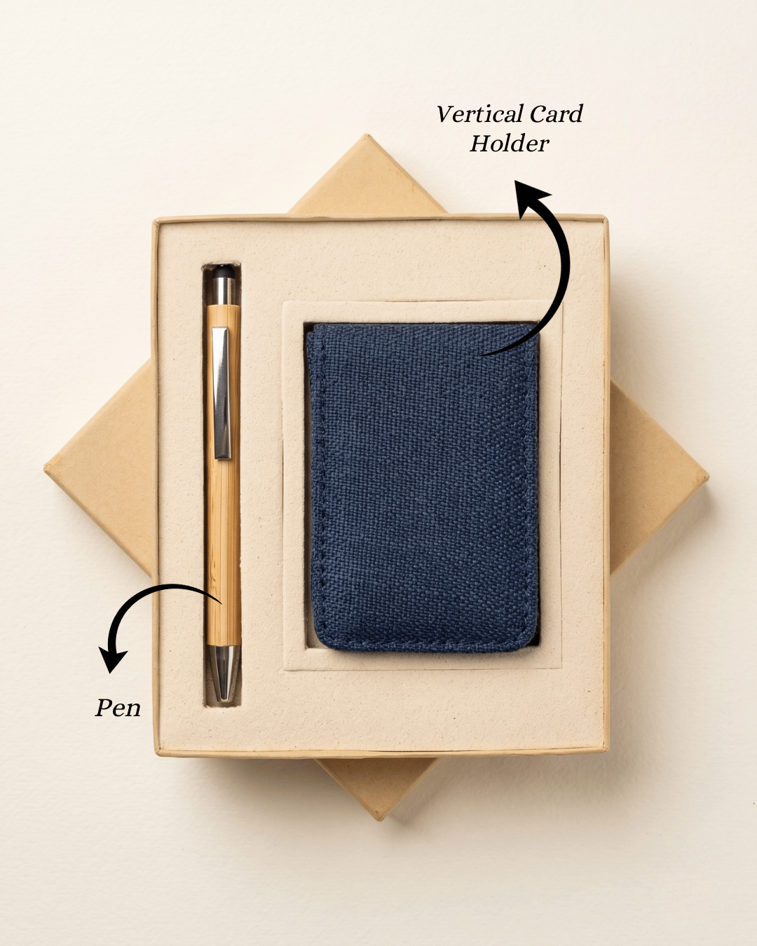 Sustainable Hemp Vertical Card Holder & Pen Set