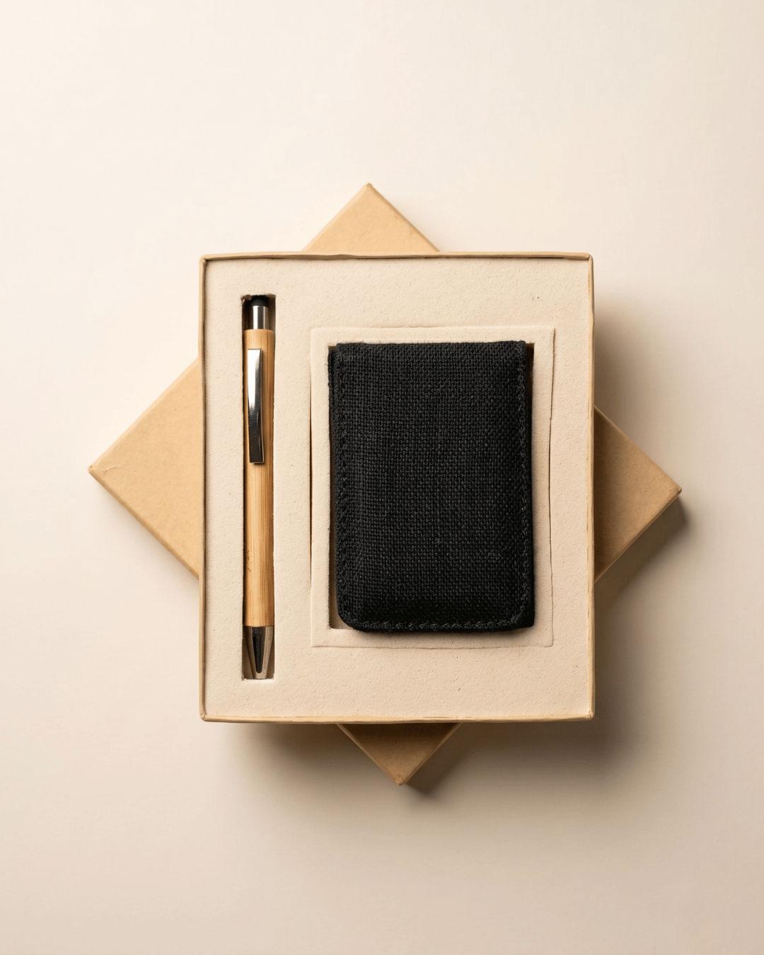Sustainable Hemp Vertical Card Holder & Pen Set