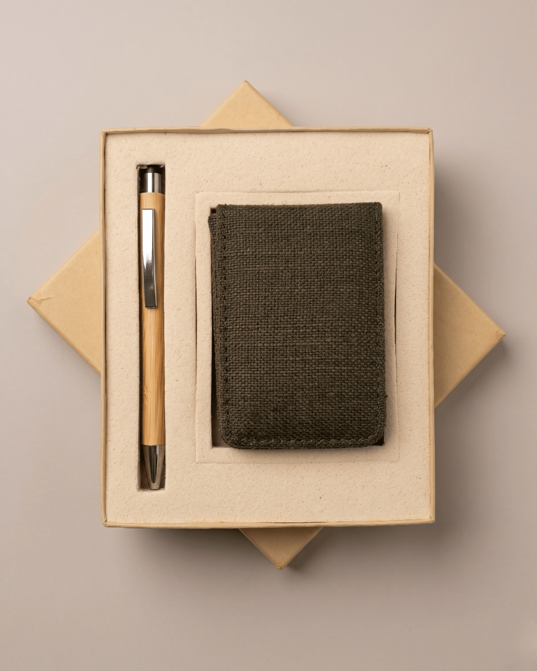 Sustainable Hemp Vertical Card Holder & Pen Set