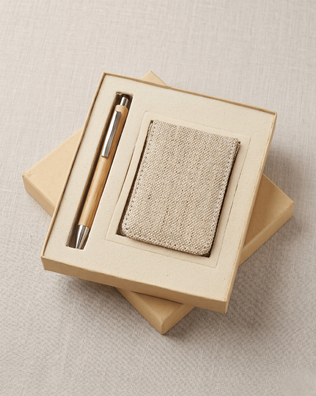 Sustainable Hemp Vertical Card Holder & Pen Set