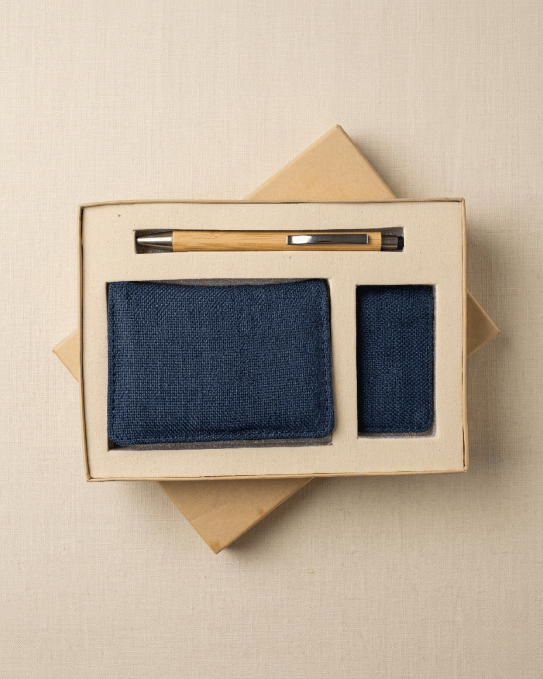 Eco Conscious Gift Set: Hemp Horizontal Card Holder, Hemp Money Clip & Pen