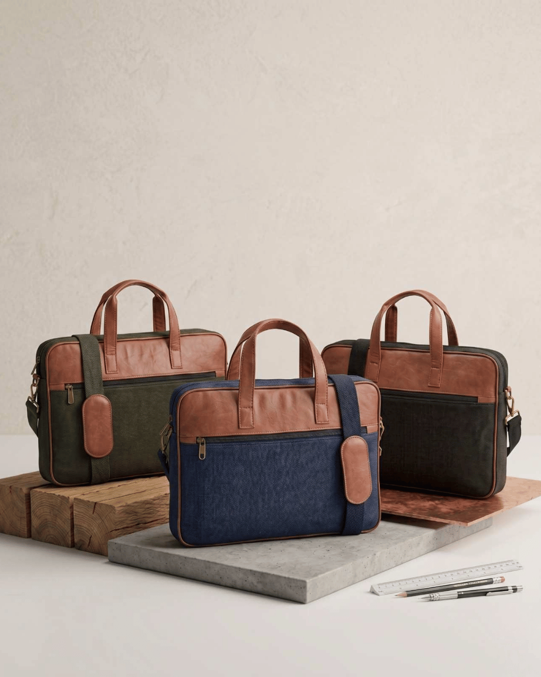 Hemp and PU Laptop Bag with Personalisation | The Label Gaia