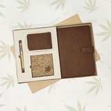 Sustainable Desk Hamper: Diary With Button Flap Closure, Vertical Card Holder, Coaster & Pen