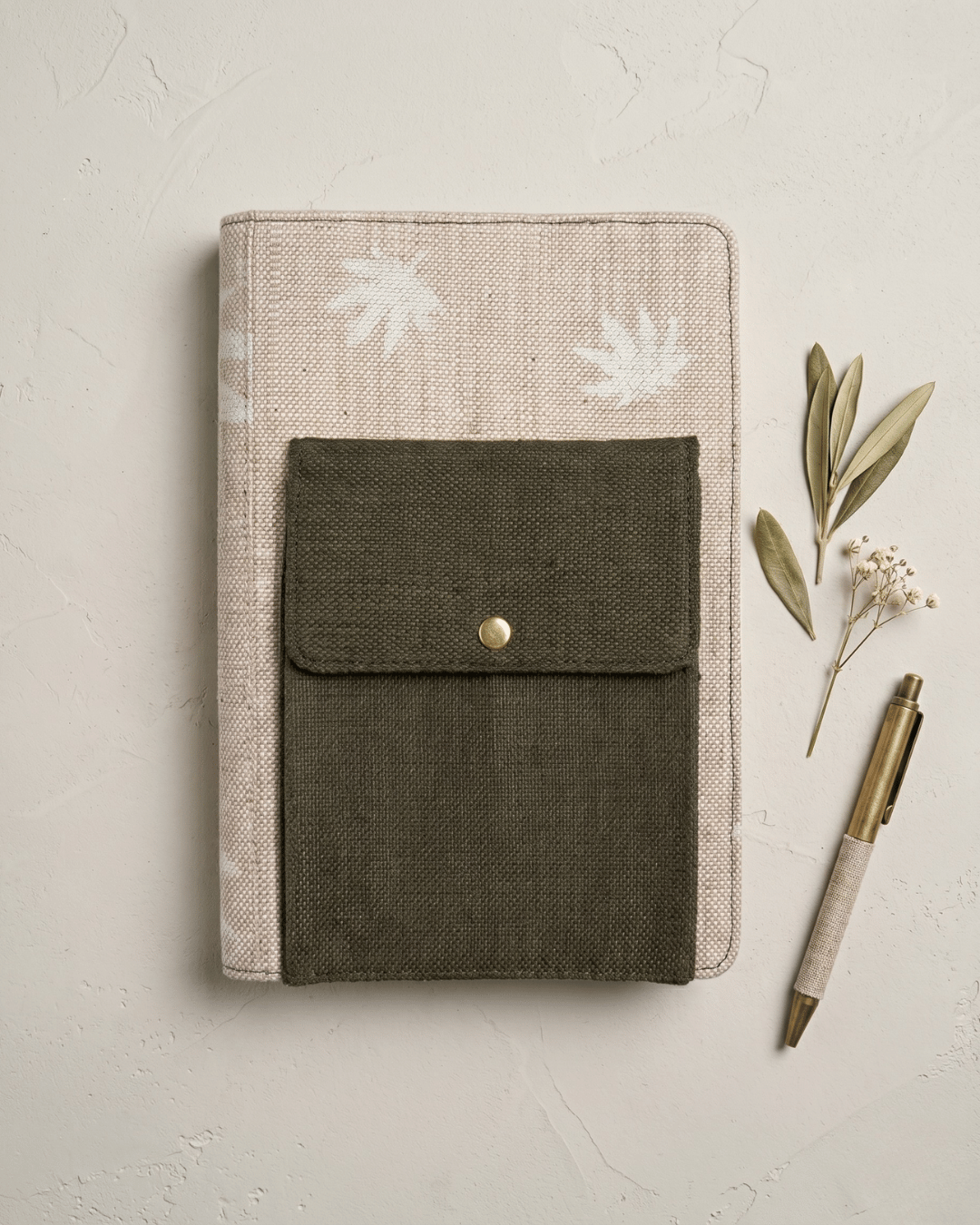 Hemp Diary Cover with Utility Pocket