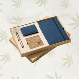 Sustainable Desk Gift set : Diary With Elastic loop, Vertical Card Holder, Coaster & Pen