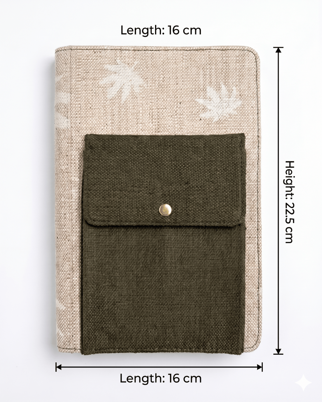 Hemp Diary Cover with Utility Pocket