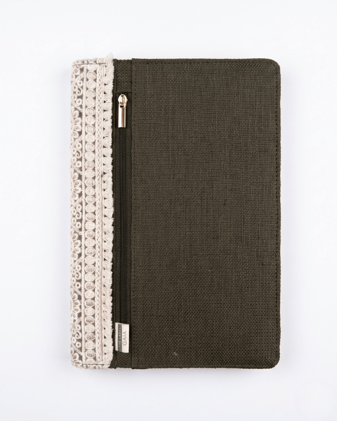 Hemp Diary Cover with Lace Detailing