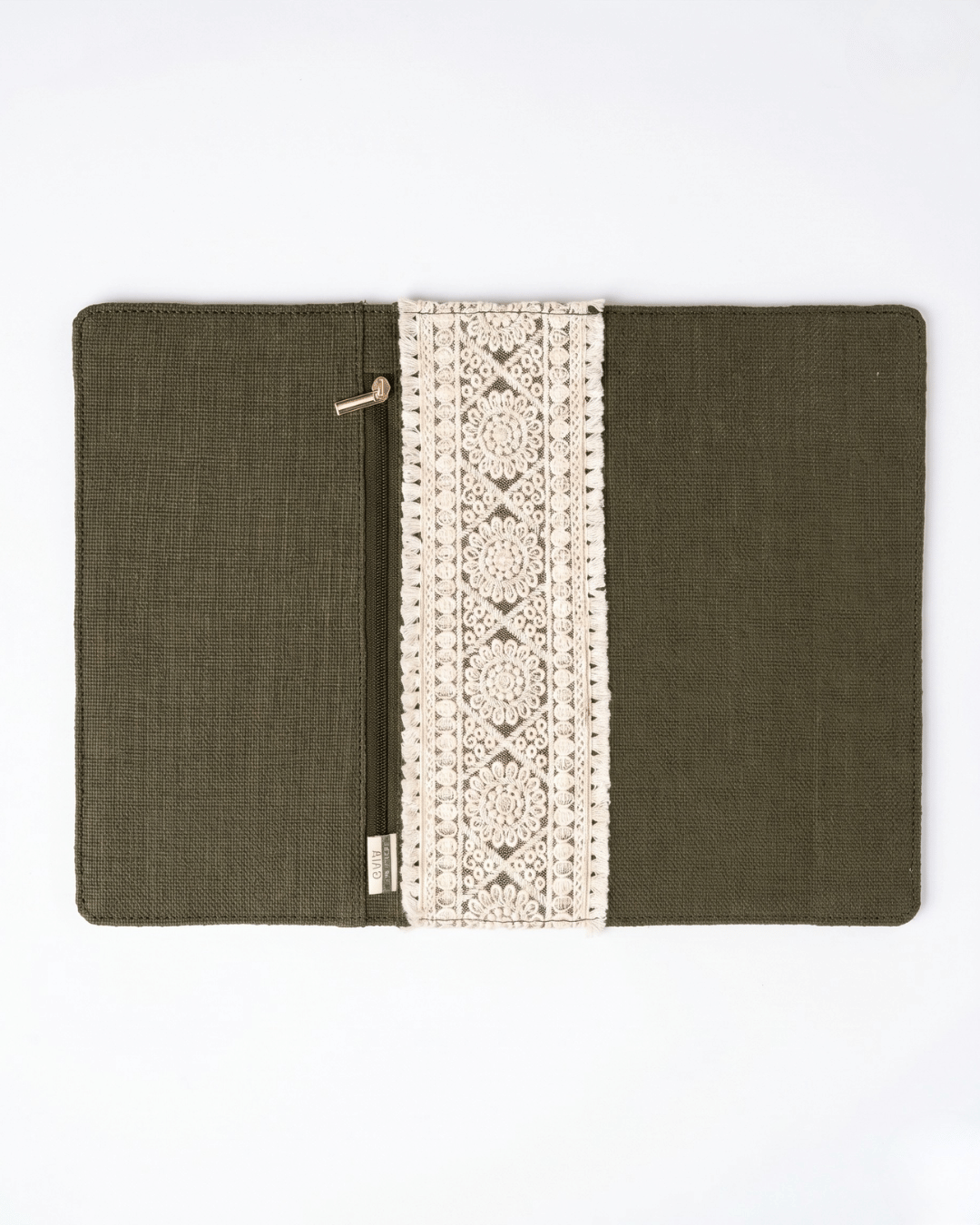 Hemp Diary Cover with Lace Detailing