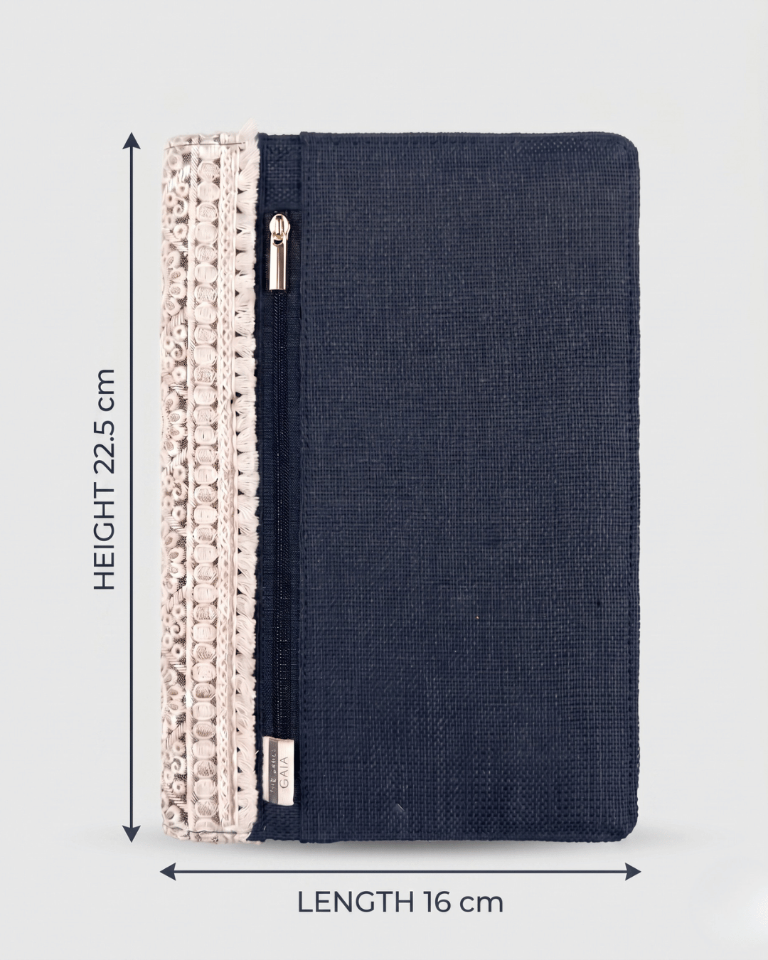 Hemp Diary Cover with Lace Detailing