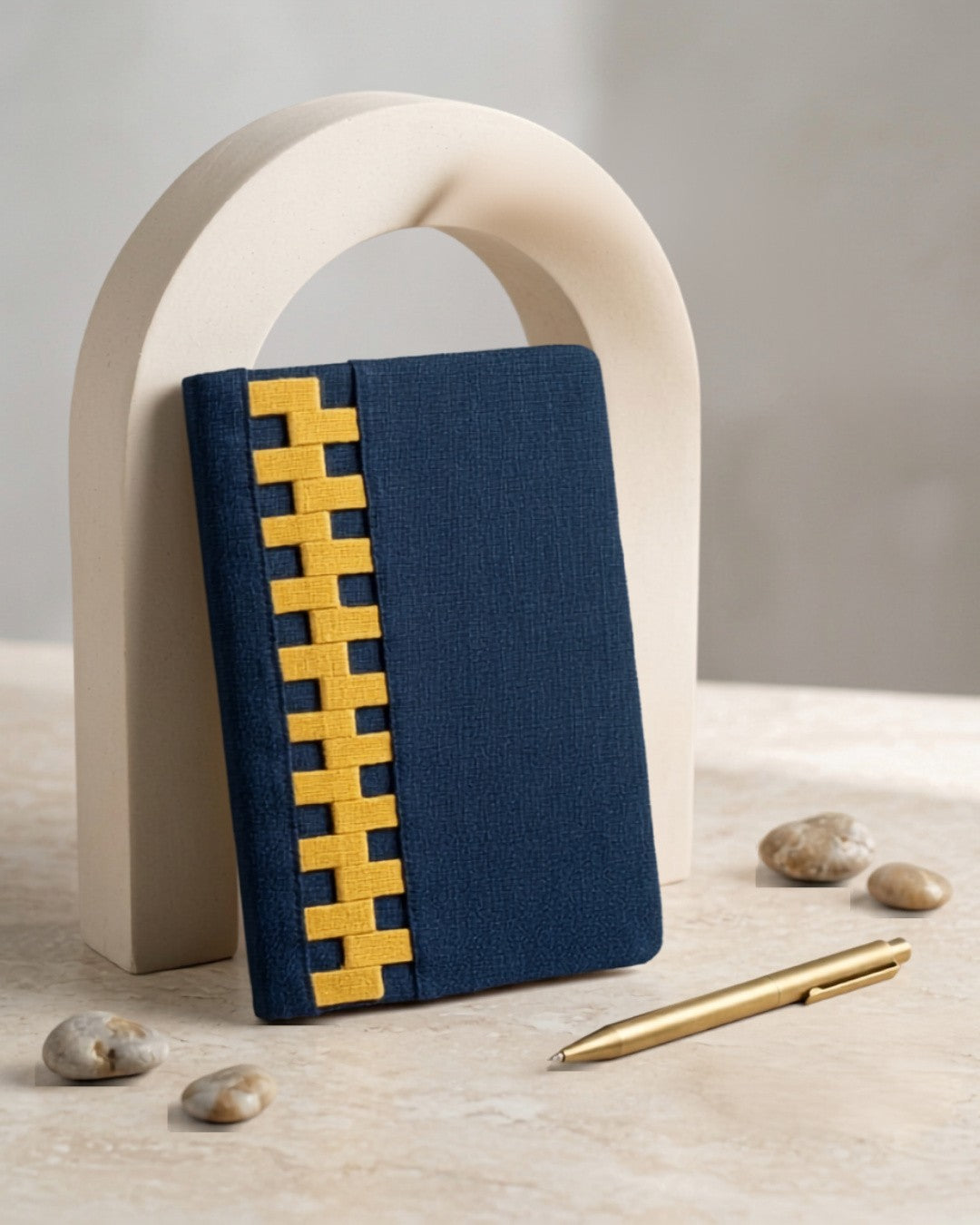 The Groovy Grid Hemp Navy Blue & Mustard Diary