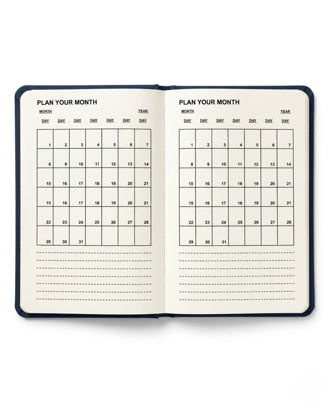 The Groovy Grid Hemp Navy Blue & Mustard Diary