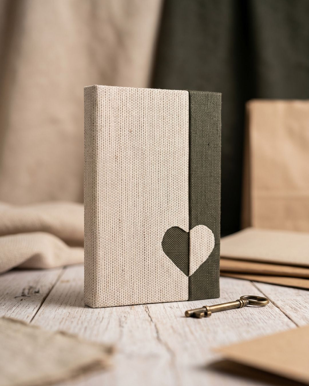 Hemp Magnetic Two-Tone Heart Diary