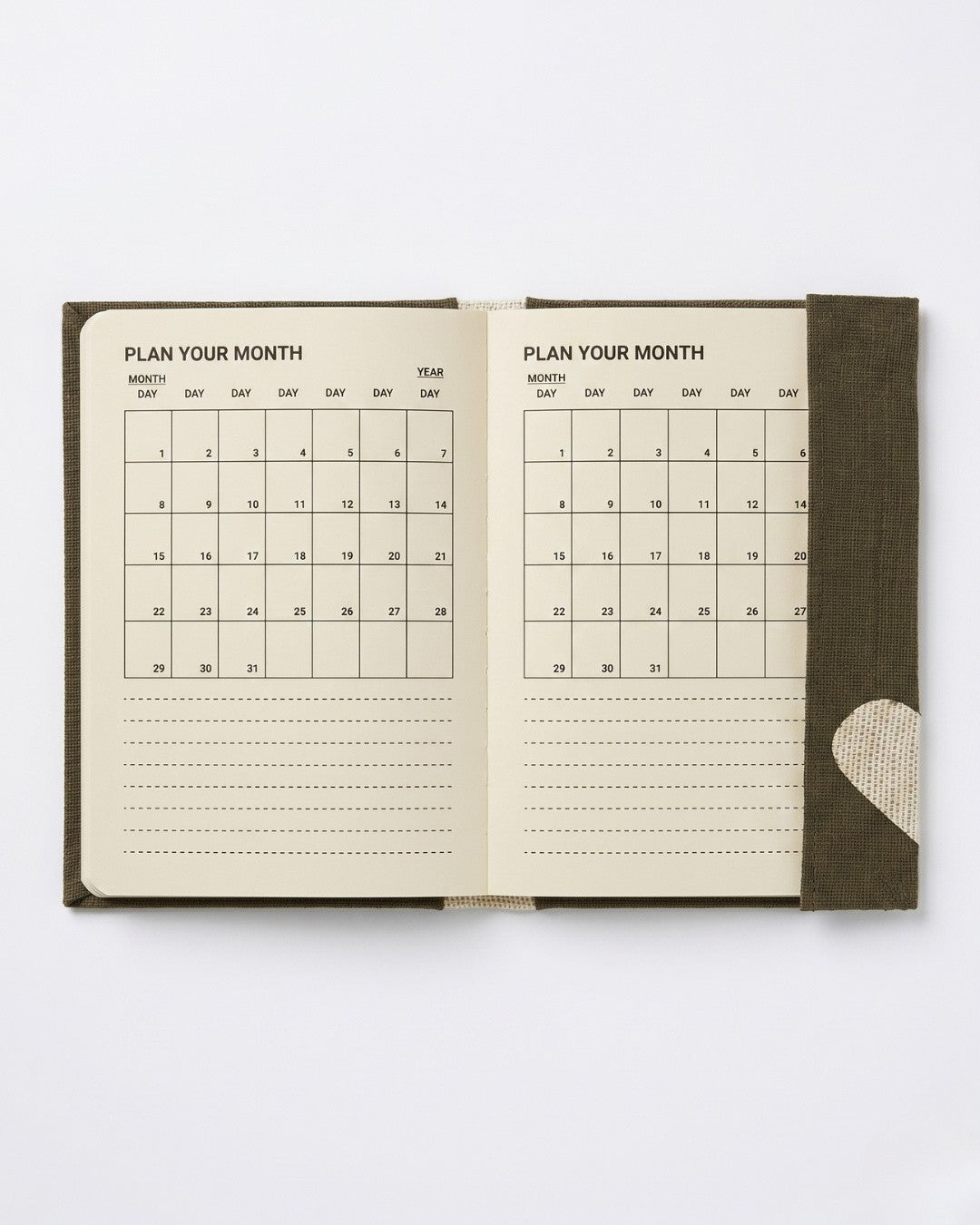 Hemp Magnetic Two-Tone Heart Diary