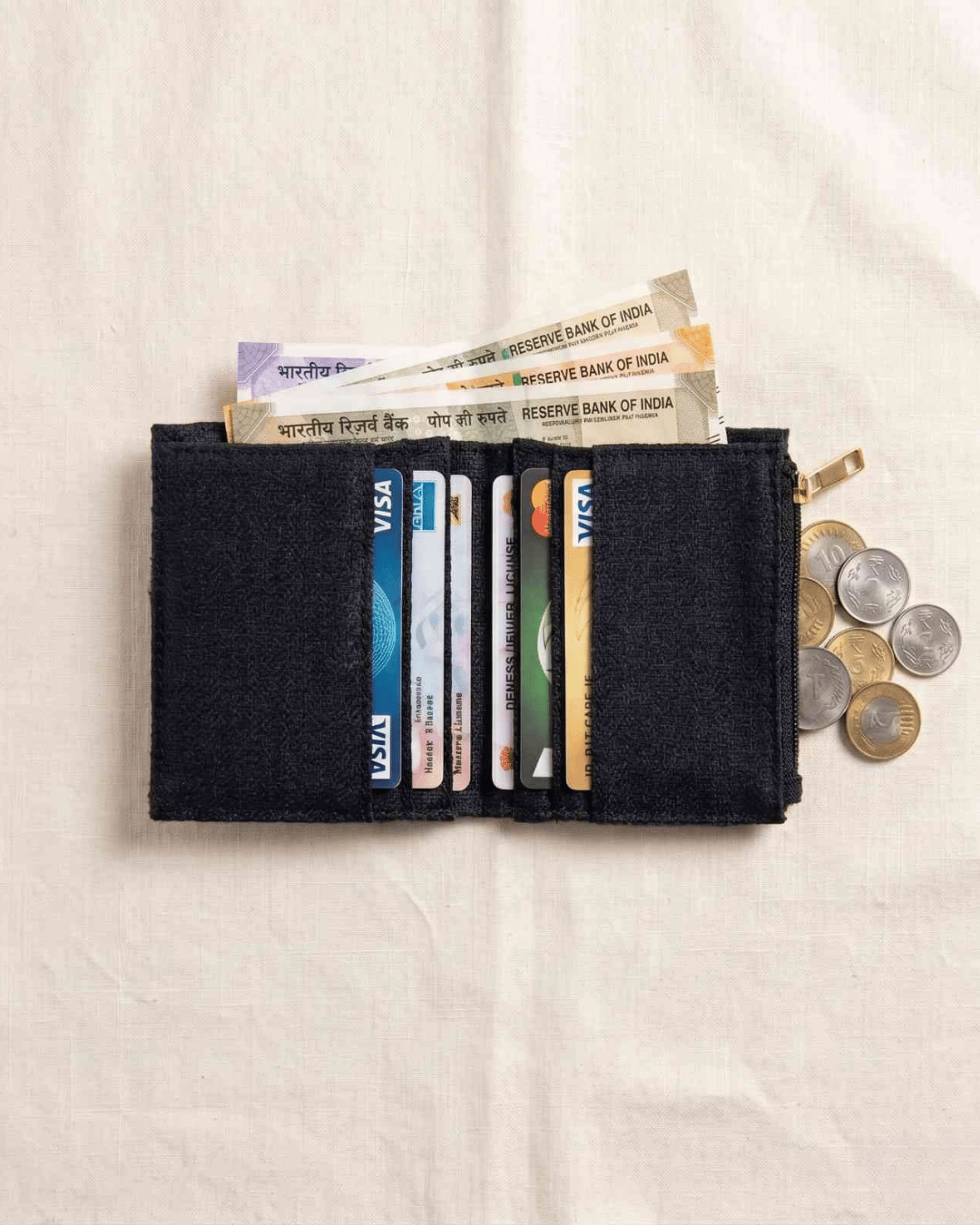 Hemp Men's Sleek Wallet with Coin Pocket