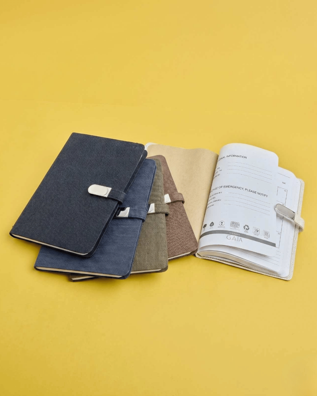 Hemp Soft Cover A5 Diary with Button Flap Closure
