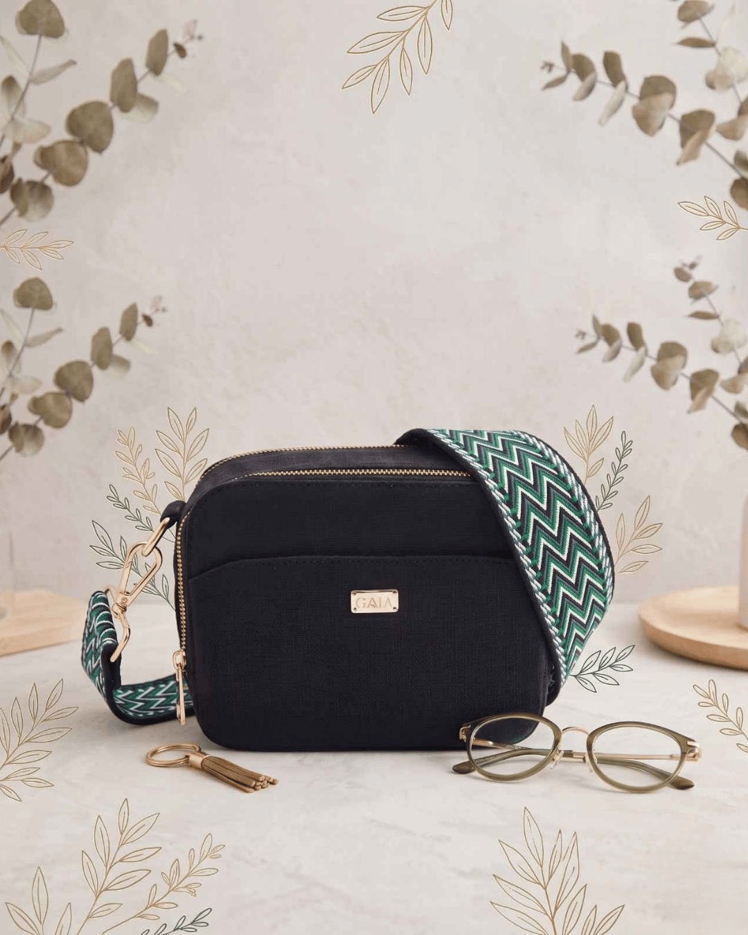 Hemp Double Pocket Sling Bag