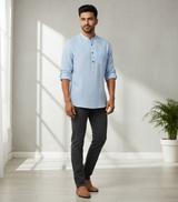 Men Solid Hemp Short Kurta
