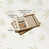 Sustainable Desk Gift set : Diary With Elastic loop, Vertical Card Holder, Coaster & Pen