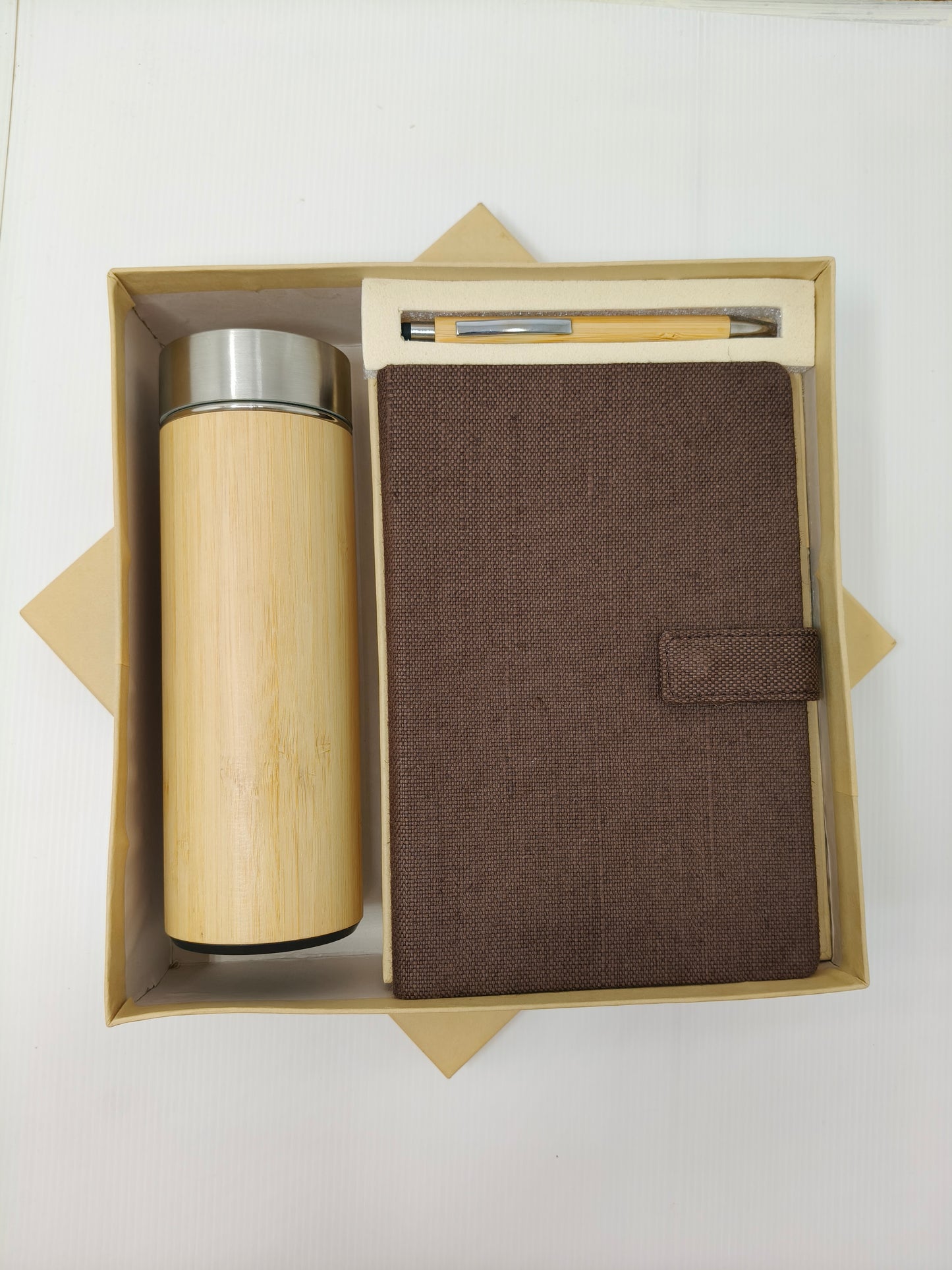 Bottle, Pen & Diary With Button Flap Closure