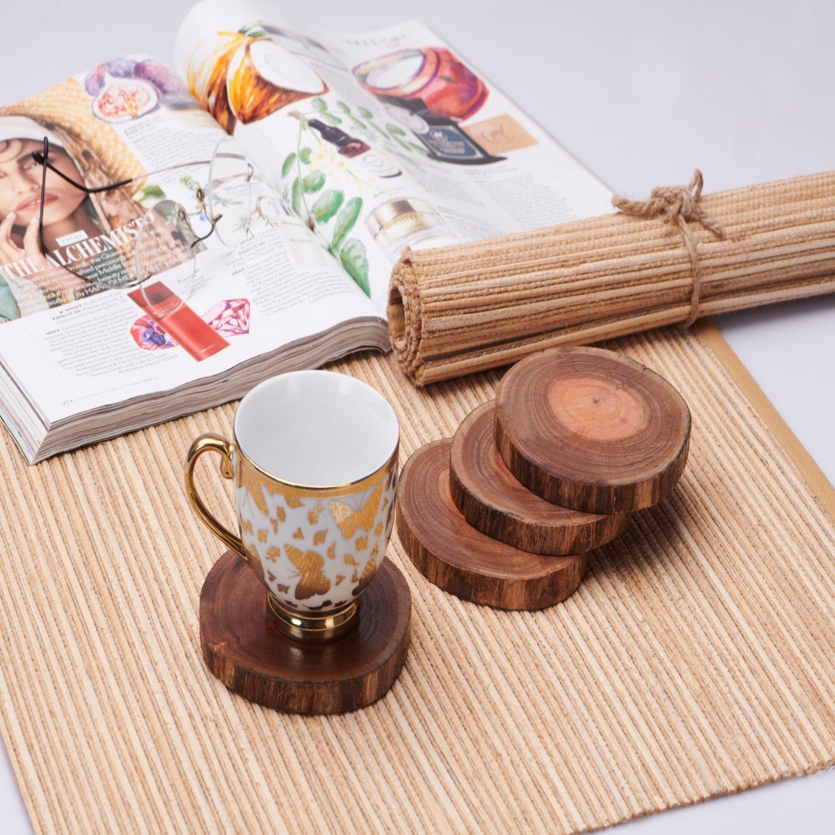Eucalyptus Wooden Coaster(Pack of 4)