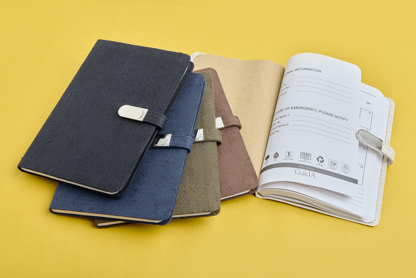 Hemp A5 Diary with Button Flap Closure