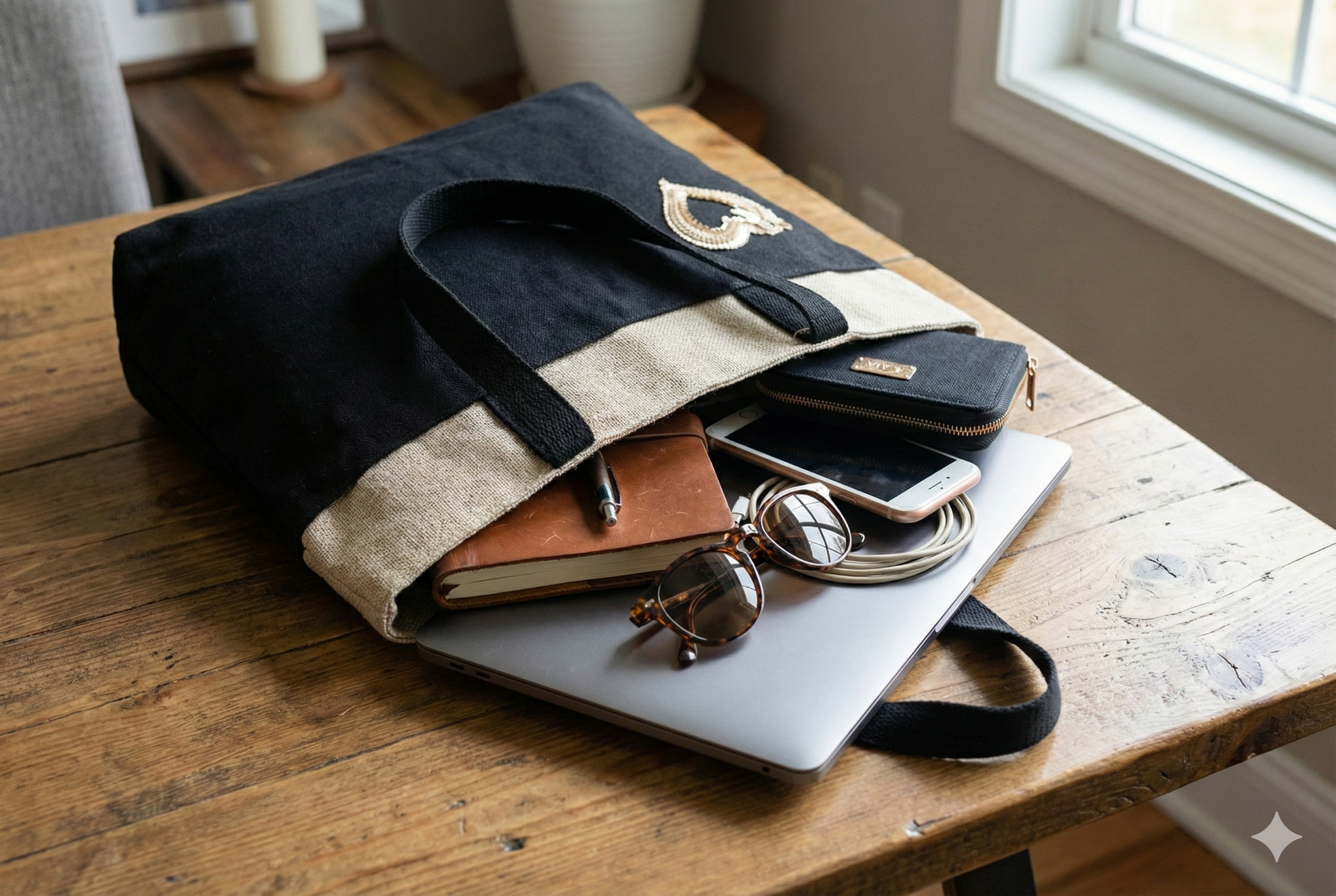 Hemp Dual-Tone Travel Tote Bag