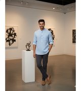 Men Solid Hemp Short Kurta