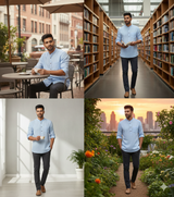 Men Solid Hemp Short Kurta