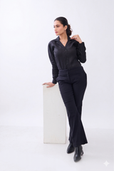 The Label Gaia Hemp Black Camp Collar Button-Down Shirt