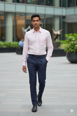 Men Solid Hemp Formal Shirt Pink